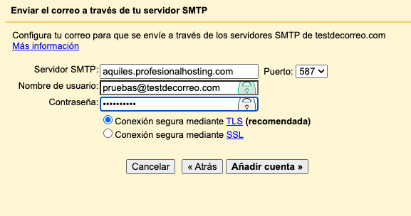 Enviar correo desde Gmail configuración servidor SMTP